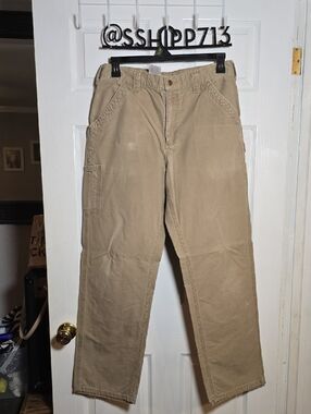 Carhartt 34×34 Tan Cargo Work Pants - Straight Leg Utility